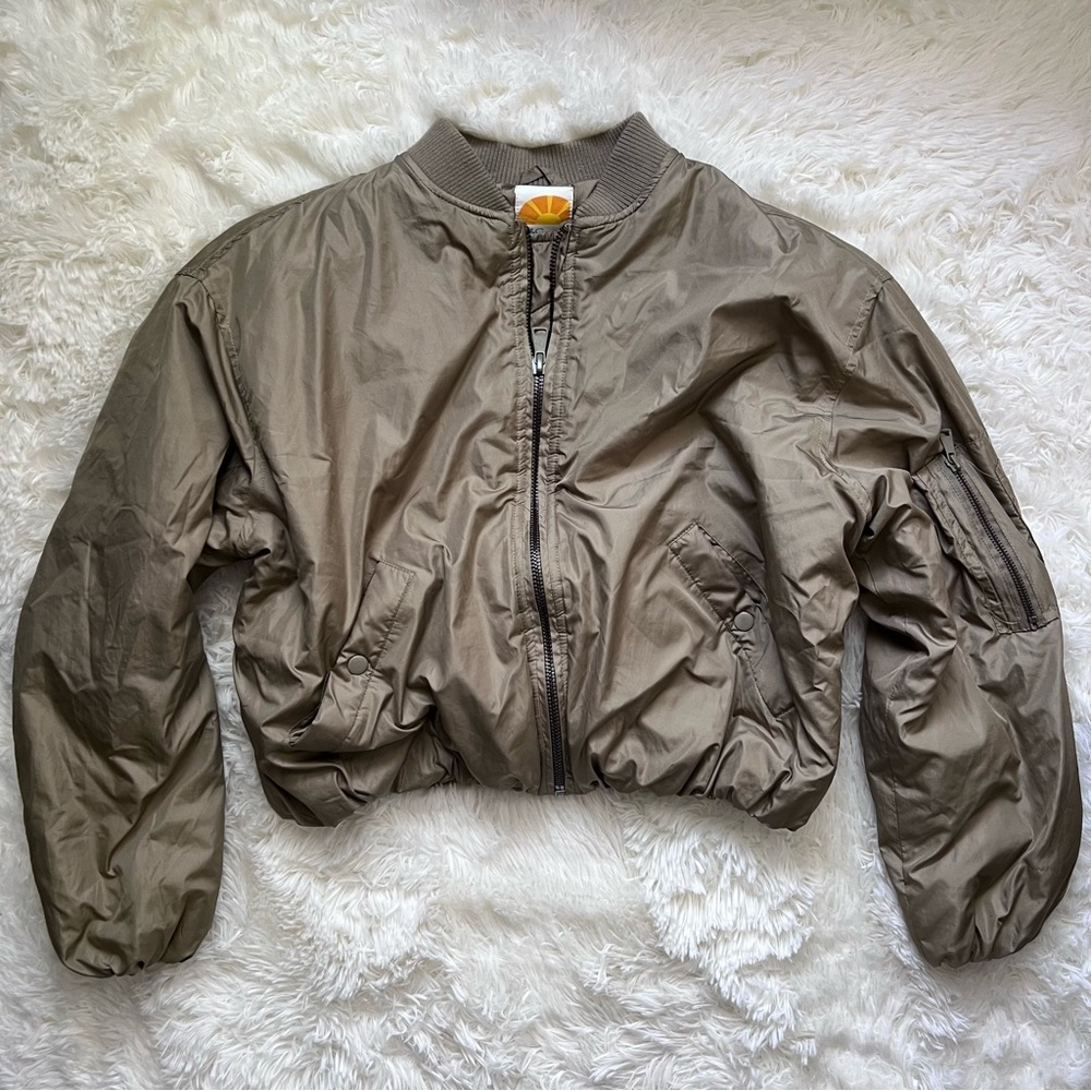 C&C California Khaki Front Zip Bomber Jacket